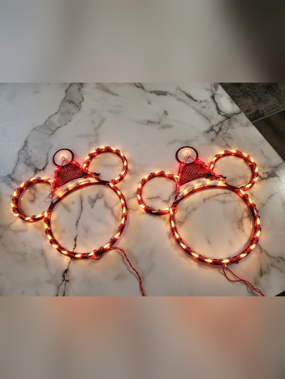 2 Mickey Mouse Light Up Christmas Window Decor